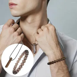 Strand Healing Stone Necklace Jewelry Set för positivitet Faux pärlor armband unisex semester presentidé hänge