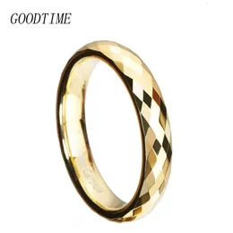 Fashion Tungsten Carbide Rings For Men Women Golden Bands Jewelry Accessoeries Engagement Ring 3mm4mm 240322