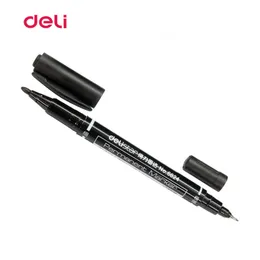 Deli 3PCSカラーデュアルチップ0.5/1mm高速乾燥永久標識マーカーペンCDファブリックマーク品質のフィナーライナーPaiting Drawing