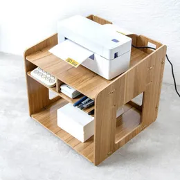 Wooden Countertop Printer Stand Shelf Paper Pen Storage Organizer for Desk