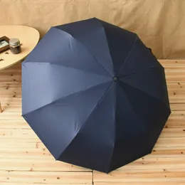 남성용 Leodauknow-Automatic Black Coating Umbrella, 플라스틱 가죽 손잡이, 바람 방향 여행 우산, 레인 기어, 10 개의 갈비뼈