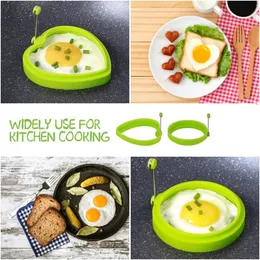 1pc anel de ovo de silicone sem bastão molde omelete redondo formato de panqueca de panqueca de café da manhã ferramentas de ovo de silicone molde de silicone molde