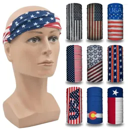 Bandanas American Flag Tube Turbany Turbany Szefowe dla kobiet mężczyzn Wind Dust odporny na szyję gaiter BALACLAVA Bezproblemowy wielofunkcyjny opaska na głowę