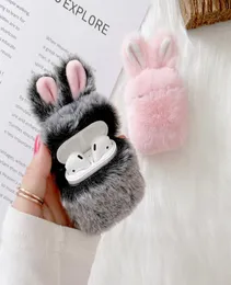 Easzefonowe etui na Apple Airpods Pro Case Rabbit Uszy Furry Case for Air Pods Pro 1 2 Puszysty ciepłe futra włosy miękkie pokrycie3646122