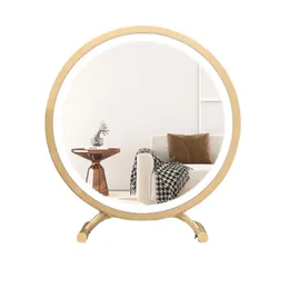 Large Makeup Mirror with LED Light Desktop Makeup Table Desktop Internet Celebrity Fill Light Circular Mirror Plug and Play