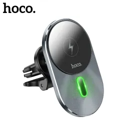 Chargers hoco 15W Magnetic Qi Wireless Auto Ladegerät Mount Air Entlüftung Telefonhalter Schnelles Ladegerät Schnelles Laden für das iPhone 14/13/12 Pro Max