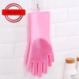 Zmyć naczynia gumowymi rękawiczkami. Podwójne silikonowe rękawiczki z silikonem rękawiczki lateksowe gumowe rękawiczki do mycia rękawiczki do mycia rękawiczki