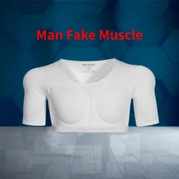 3d Fake Muscle T-Shirt Man Cosplay Arm Chest Unterwäsche Party Körper Shaper Unsichtbares Abdominalpad Korsett Oberhemen 240327