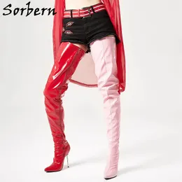 Sorbern Custom Crotch uda wysokie buty metalowe obcasowe palec u stóp na obcasie szpilki strechy buty unisex fetyszu kobiety zip booty