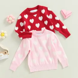 Mababy 18m-6y Dia dos Namorados para crianças meninas de meninas de manga longa estampa de coração tops tops warm primavera no outono de inverno roupas d01