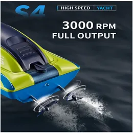 2.4GHz RC Yüksek Speedboat 15km/s Dual Motors Radyo Kontrolü 100m Su Geçirmez Yarış Göller ve Yüzme Havuzları için Uygun Speed ​​Boat