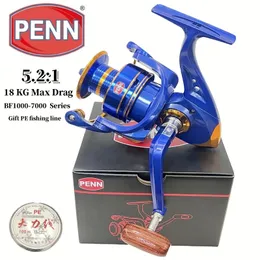 PENN High Performance Fishing Reel with 131 Bearings 5.2 1 Gear Ratio Interchangeable Handle Model 1000-7000 Max Drag 18KG 240411