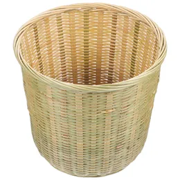 Cestas de cesto de armazenamento de cesto lixo lixo de erva -marítima Rattan lixo pode organizador de brinquedos de brinquedos redondos de lavanderia de lavanderia bambu caixas de bambu