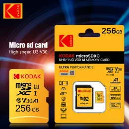 Kort Original Kodak U3 Micro SD -kort 256 GB SDXC/SDHC Class 10 Flash Memory Card C10 MicroSD TF Card med SD Adapter