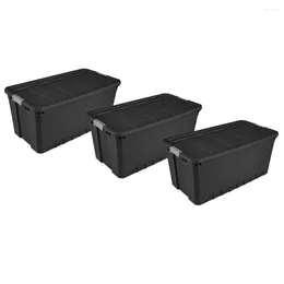 Storage Bottles 50 Gallon Stacked Tote Bag Plastic Black 3-piece Set Durable Sturdy And Securely