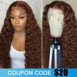 Cioccolato Ciorgo Chiaro Parrucche Human Hair Wigs Deep Wace Frontal Frontal Wig 13x4 Ocean Curly Lace Perruque Cheveux Humani per donne