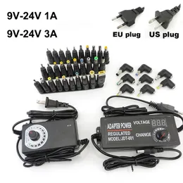 Universal Adjustable 9V 12V 15V 18V 24V Volt 1A 3A 24W 72w Power Supply charger Adapter AC 220V DC 8/10/34pin connector plug t1