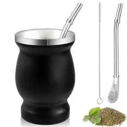 물병 yerba mate 선물 세트 Bombilla Teacup Brush Double Wall Gourd Shape Kit with Antioxidant