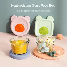 Mini box da pranzo portatile bento contenitori di vetro resistenti al calore congelato Fresh Box fresco ciotola alimentare supplementare con coperchio in silicone