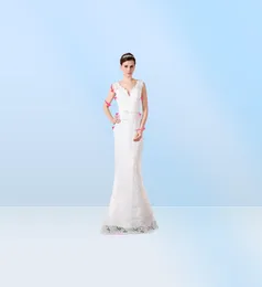 Son Tasarım Bir Çizgi Gelinlik En çok Satan Prenses Uzun Gelin Gowns W1428 Bahar Vneck Küvet Beyaz ve Mor Saten Boncuklu8756891