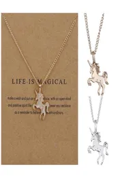 Nuove donne della moda Unicorn Cavallo a ciondolo Collana Catena di placca del girocollo Gioielli di Natale Golon 8947548