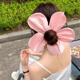 헤어 액세서리 1pc 귀여운 과장 꽃 스크 런치 봄 여름 패션 오버 사이즈 넥타이 한국 스타일 달콤한 소녀