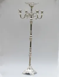 Świecowe uchwyty na srebrną podłogę Candelabra 83 cm metalowy uchwyt czysty świecznik z ładną miską kwiatową