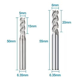 CMCP frezowanie noża 3 młyn końcowy węglików fletu do aluminium wycinania 1/4 cala routerem spiralu do metalowych narzędzi frezowania CNC