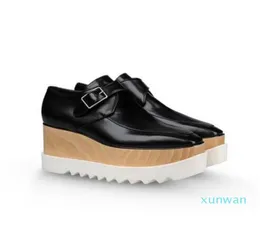 Novo Elyse Stella McCartney Scarpe plataforma Sapatos femininos Black Couro genuíno com branco Sole5715712