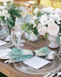 4/6/8pcs Marble Line Aqua Table Napkins Cloth Wedding Party Table Cloth Festival Kitchen Dinner Handkerchief