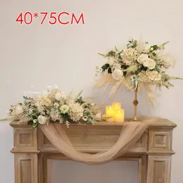 Dekorativa blommor Retro Gold Rose Plant Green lämnar Flower Ball Wedding Table Centerpieces Event Bankettfönster Rekvisita