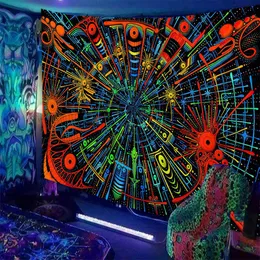 Fluorescencyjny psychodeliczny gwiaździsty niebo kosmiczny gobelin wiszący UV Reaktywna czaszka piękna dekoracja domu