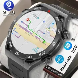 Смотрите 2023 NFC Smart Watch Men Bt Call Sport GPS -трек Compass Watches 454*454 HD AMOLED -экраны экрана ECG Smart Wwatch для Huawei