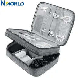 أكياس منظم الكابلات سفر إلكترونيات إلكترونيات تحمل حقيبة الحالات ثلاثية لثلاث طبقات لـ iPad mini kindle drives شاحن USB