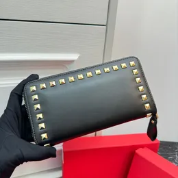 Portafoglio lunghe Women Donne a mano Lettere di marca a più colori Chiusura della cerniera vera e propria Clip di banconote per slot di carta di credito interna 19cm