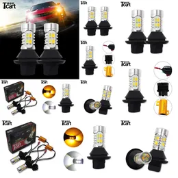 TCART CARインテリアアクセサリーLED AUTO 3157 3457 P27W T25 LEDフロントターンシグナル日産葉用のデイタイムランニングライトDRL