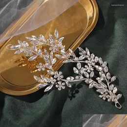 Hårklämmor Barrettes Rhinestone Vine Inlaid pannband Party Leaf Jewelry Drop Delivery Hairjewelry OTJVP