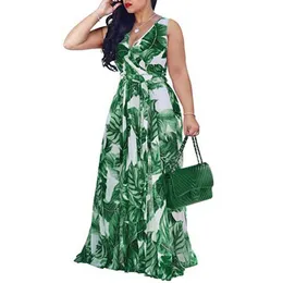 Sommerkleid Ropa Mujer Vestidos de Fiesta de Noche Maxi Kleid Plus Größe Vneck Abbigliamento Schlinge Donna Druck 159418295