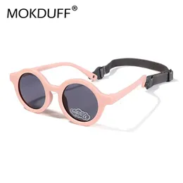 Baby polarisierte runde Sonnenbrille Flexible Gummi -Töne mit Riemen für Kleinkindgeborenes Kind 036 Monate 240410