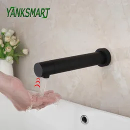 Bathroom Sink Faucets YANKSMART Matte Black Sensor Touch Free Automatic Faucet Only Cold Water Tap Wall Mounted Basin Mixer Taps