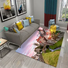 3d British Country Town Carpet Beautiful Country View Rugs para banheiro de cozinha Anti-deslizamento da sala de estar de quarto de decoração de quarto tapetes