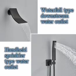 LED thermostatische Duschsysteme Niederschlag Dusche Wasserhahn Set Badezimmer Messing Duschkopf versteckter Mixer Tap Badewanne Ausguss Kran