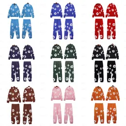 Denim sätter designer tracksuit män hoodie sweatpants kapok dekoration vadderad långärmad hooded topp casual pants sportkläder träning mens 24 mode