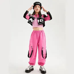 Kızlar Hip Hop Serin Kısa Beyzbol Ceket Sokak Dans Baggy Kargo Pantolon Çocuk Mahsulü Top Sokak Giyim Giysileri Setler Çocuk Caz Kostüm