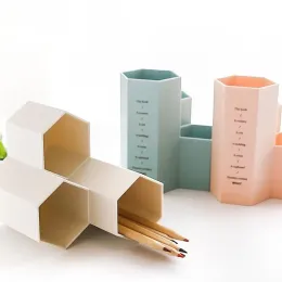 Creative Hexagonal Desktop Storage Box Pen Holder Brief Style Stationery Finishing