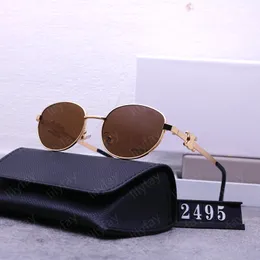 Mode goldene Sonnenbrille für Frauen Designer Sonnenschild Sonnenbrille für Männer Campus Style Eyewear Luxus silbernen Rahmen Sonnenglas Oval Objektiv Brille mit Schachtel heiß -7