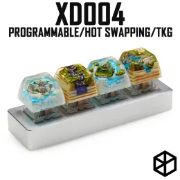 キーボードXD004 XIUDI 4％カスタムメカニカルキーボード4キースイッチLED PCBプログラムHotSwAppableマクロキーシルバーケースマイクロポート