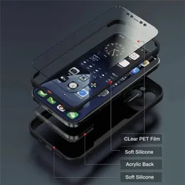 Luxury 360 Full Body Front Back Clear Case per iPhone 14 13 11 12 Pro Max XS XR 7 8 Plus SE Silicone Bumper Shockproof Cover