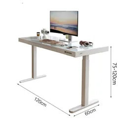 Elektriskt lyftbord Hem Workbench Computer Desk Desk -studiebord Office Tempererat Glass Gaming Table