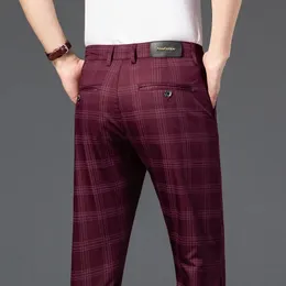 Spring Men Mens Mode Business Classic Stripe Plaid Black Solid Kolor Spodni Wysokiej jakości formalne spodnie w garniturze Mężczyzna 3038 240411